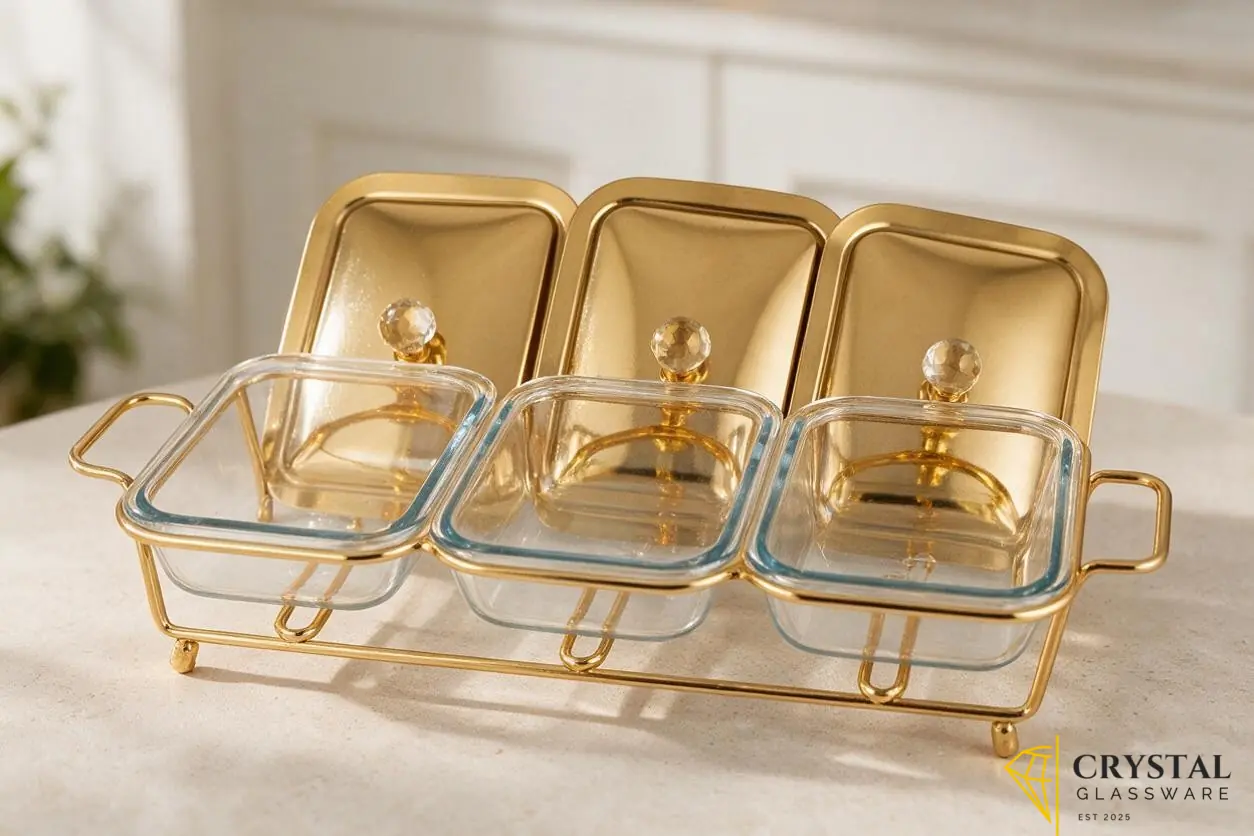 Elegant rectangular Silver Chafing Dish 3 Pcs 1.5LX3 